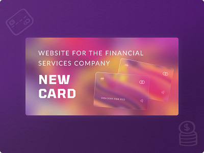 Website main banner creditdebit cards dark theme design finances financial company glassmorphic made in figma ui web design
