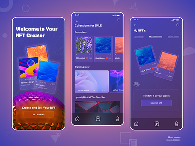 NFT Creator App Redesign app app redesign business dark theme design glassmorphism made in figma mobile app money nft redesign ui web design