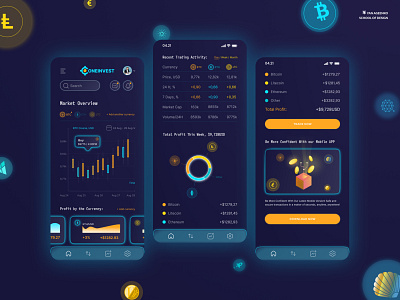 Cryptocurrency Exchange Dashboard Concept (Mobile Dark Version). concept crypto cryptocurrency dark theme dashboard design glassmorphism made in figma mobile version ui web design