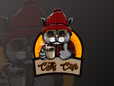 Catty Cafe Modern E-sport logo design
