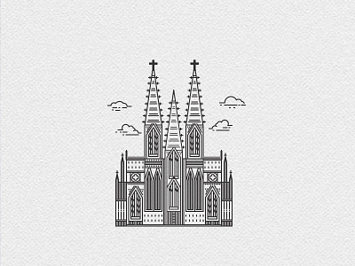 Cologne Church - Germany church cologne germany illustrator koln lineart