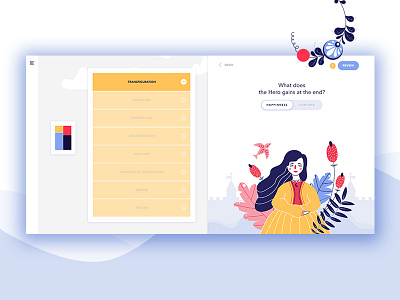 Happiness or Fortune? colorful fairytale flowers illustration kingdom princess story tale ui ux web women