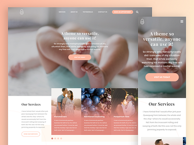 Homepage Design clean health homepage mobile peach pink simple slider ui ux website wordpress
