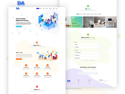 Digital Web Agency branding colorfull colors creative digital falt design gradient light one page theme ui vector web web agency work