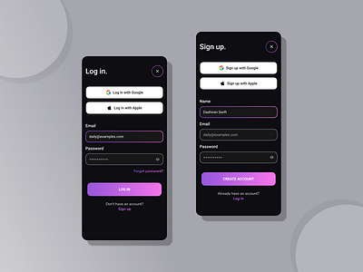 Log in & Sign up - DailyUI Challenge 001