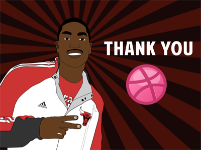 Derrick Rose thanks Dribbble basketball derrick rose illustrator nba thanks welcoming