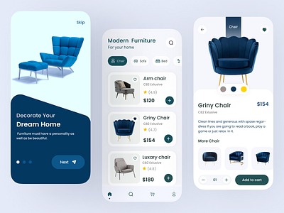 Furniture e-commerce App app design app ui design e commerce app food delivery furniture app design mobile app design ui ui ux ux design web app design web design