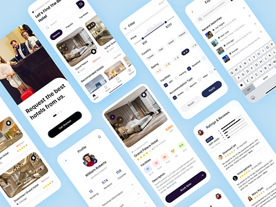 Hotel Booking App accommodation app booking clean ui delowar hossain design hotel hotel booking minimalist mobile reservation room travel ui ux
