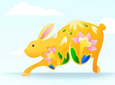 Rabbit bunny chinese zodiac flowers illustration rabbit vector