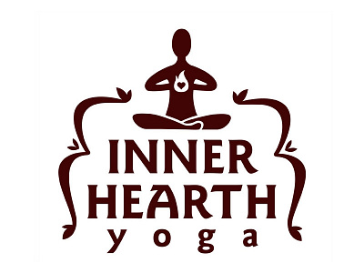 Inner Hearth Yoga Logo - Final branding fire flame heart leaves logo yoga