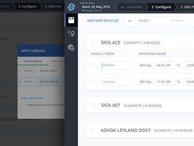 Added Vehicle State dashboard forms loading locus logistics planning popups startup ui ux vehicle web