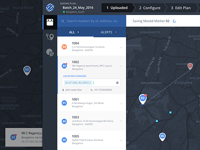 Geocoding Screen dashboard edits geocoding locus logistics map markers planning startup ui ux web