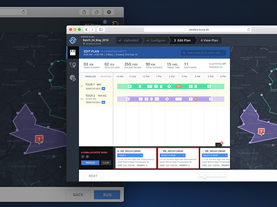 Locus : Edit Plan Screen dashboard edits gant chart logistics map markers planning startup timeline ui ux web