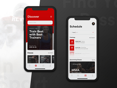 Trainers Society App black and red fitness ios application market research minimalism sport trendy ui design usability user research ux design ux strategy