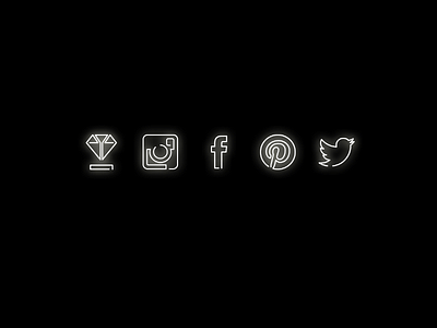Neon Social Icons diamond facebook icon instagram line neon pinterest social twitter