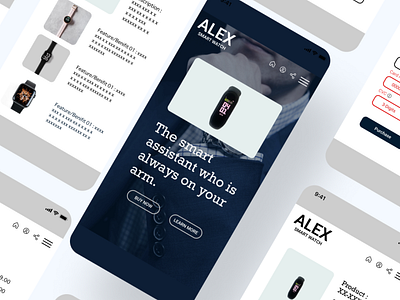 My first - UI/UX design for Alex smartwatch mobile apps. figma mobile design ui ux