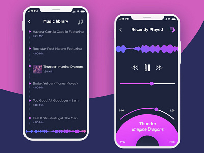 Music App Concept app library list lover music player ui ux volume