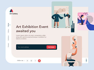 Art Gallery art branding color creativity design dribbble exhibition gallery homepage illustration shot ui ux