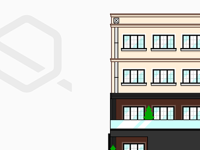 Q building agency branding design green hexagon illustration logo ui vector