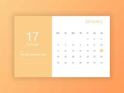 DailyUI | #038 | Calendar calendar daily ui design flat graphic design orange simple ui