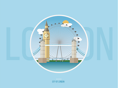 City of London city clouds design flat graphic icon illustration illustrator london sightseeing sun vector