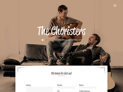 The Choristers - Design Concept band media player music reservation screendesign ui ux webdesign