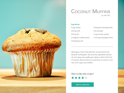 Daily UI | #040 | Recipe blog card daily ui food foodblog muffin recipe ui ux