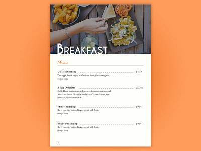 Daily UI | #043 breakfast card concept daily ui food menu order restaurant ui ux