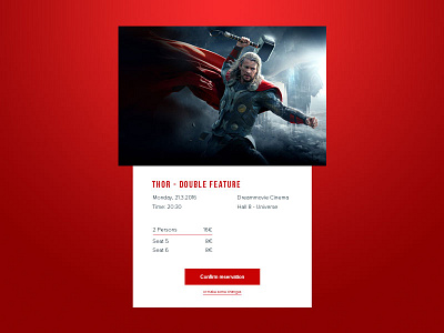 Daily UI | #054 | Confirm Reservation card cinema daily ui marvel movie online reservation reservation ticket ui ux webdesign