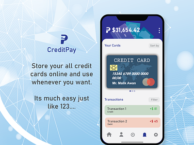 CreditPay app application bank banking branding card credit digital wallet ecommerce finance finance industry fintech graphic design motion graphics platform ui ux wallet