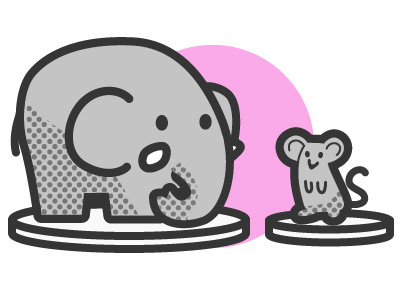 Icon (mouse and elephant) elephant icon illustration mouse picto