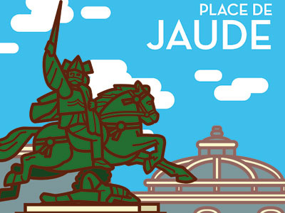 Poster Clermont-Ferrand Place de Jaude illustration illustrator poster vecto vectorial