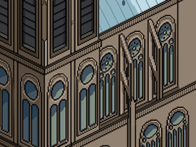 Pixel art Clermont-Ferrand buildings cathedral church city clermont ferrand pixel