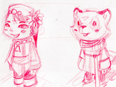 Yuko animal character design doodle game girl illustration