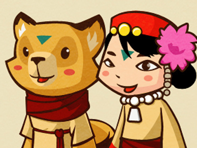 Yuko animal character design doodle game girl illustration