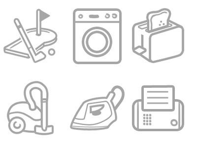 Icons camping fax golf icon iron tourism washing machine