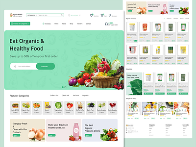 Organic Market Ecommerce Website Landing Page daily foods ecoomerce design ecommerce ecommerce landing page ecommerce website ecommerce website design food ecommerce landing page ui landingpage ui ux vegetable ecoomerce website ui