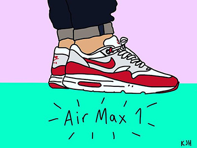 Nike Air Max 1 air max airmax graphic design grey illustration nike og red sneakers swoosh white