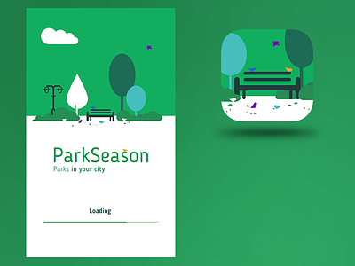 Park App green icon park splash