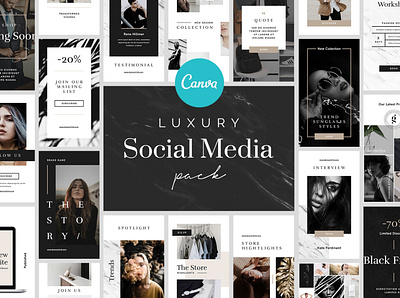 Luxury Social Media Pack for Canva brand branding creativemarket design instagram instagram stories layout logo luxurious luxury luxury logo moodboard pinterest presentation rich social socialmedia style stylish template