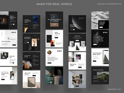 Amoled Photoshop Social Media Pack blogger brand branding creativemarket goashape instagram post layout marketing site minimal photoshop pinterest shares social media template web