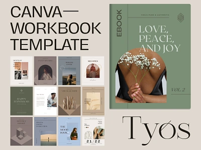 Tyos Canva Workbook canva canva design canva template canva templates canva workbook cover ebook ebook cover ebook design etsy etsyseller magazine minimalist print template templates