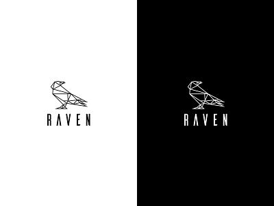 Raven logo animal geometric lined logo logotype minimal monogram polygon symbol vector