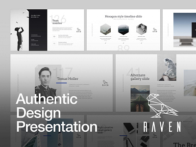 RAVEN Presentation creative keynote layout minimalistic modern portfolio powerpoint presentation slide typography ui unique