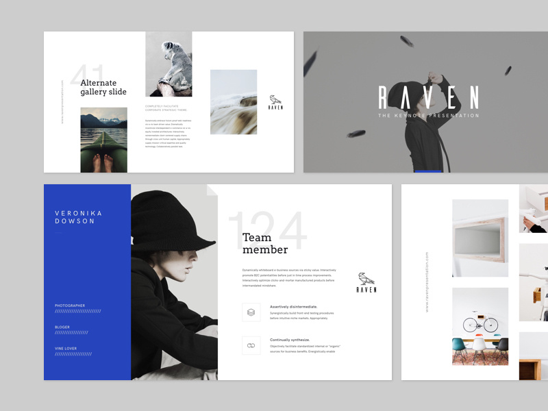 RAVEN layouts ui minimal flat modern brand typography slideshow keynote layout slide presentation