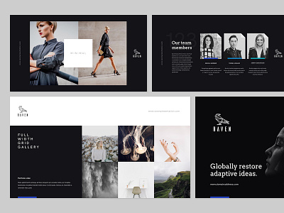 Presentation slides - RAVEN brand flat keynote layout minimal modern presentation slide slideshow typography ui