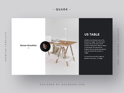 Quark Premium Template brand font furniture keynote layout presentation product template typography ui