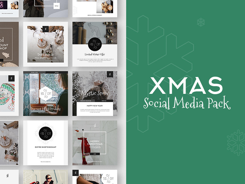 Xmas Stylish Social Media Pack promotion pinterest twitter facebook intagram media social holiday christmas xmas