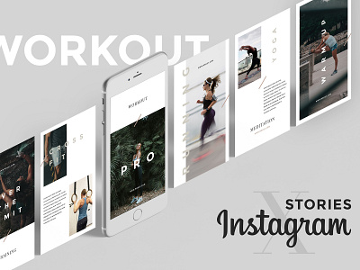 WORKOUT Instagram Stories brand branding creative market crossfit fitnes gym health instagram instagram stories presentation social template design training workout