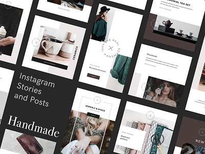 Handmade Instagram Stories And Posts blog brand creativemarket etsy handcraft handcrafted handmade instagram instagram post instagram stories marketing photoshop photoshop template producer psd psd template social social media social media template stories